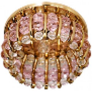 Светильник потолочный, СD2119 JCD9 G9  с прозрачным-розовым стеклом,золото, с лампой